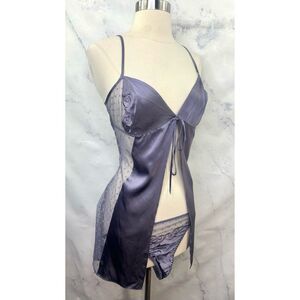 Vintage 90s Victorias Secret Y2k Silk Satin M Lingerie Dress Slip Hi Cut Panties